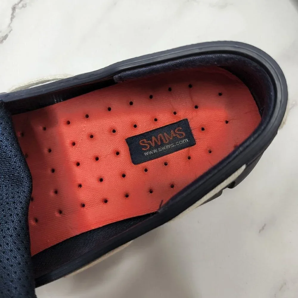 SWIMS Men's Lace Loafer Boat Shoes Navy Blue Mesh Trimmed Size 9